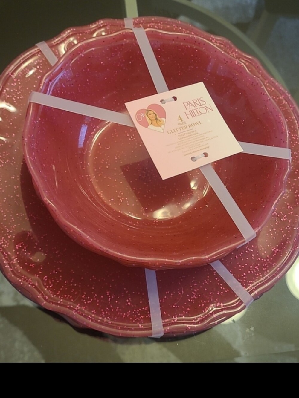 Paris Hilton Sparkling Fuchsia Decorative Bowls - Set Of 4